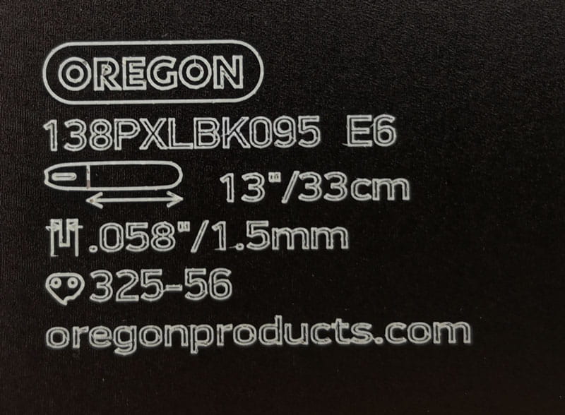 Oznaczenia na prowadnicy Oregon 138PXLBK095